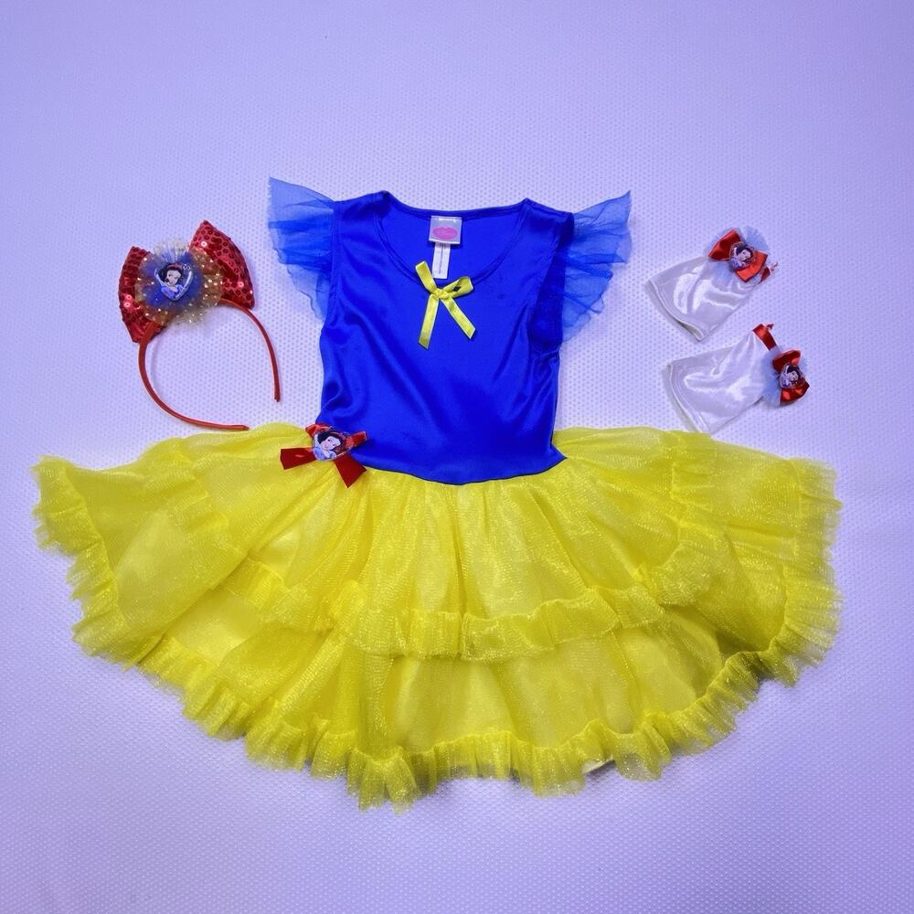 Disney Princess Snow White Costume W/ Matching Headband & Gloves Child Size 4-6